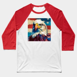 Freedom's Colors: Pop Art Bald Eagle and American Flag Baseball T-Shirt